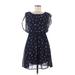 Fun & Flirt Casual Dress - Mini Scoop Neck Short sleeves: Blue Dresses - Women's Size Medium