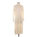 Zara Casual Dress - Midi Crew Neck 3/4 sleeves: Tan Print Dresses - Women's Size Small