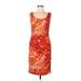 Tracy Reese Casual Dress - Sheath Scoop Neck Sleeveless: Red Floral Dresses - Women's Size 6