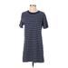 Madewell Casual Dress - Shift High Neck Short sleeves: Blue Color Block Dresses - Women's Size X-Small