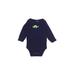 Carter's Long Sleeve Onesie: Blue Solid Bottoms - Size 9 Month