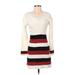 Shein Casual Dress - Mini: Ivory Stripes Dresses - Women's Size Small