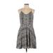 Express Casual Dress - Mini V Neck Sleeveless: Gray Dresses - Women's Size 10