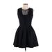 MSGM Cocktail Dress - Mini Crew Neck Sleeveless: Black Print Dresses - Women's Size 44