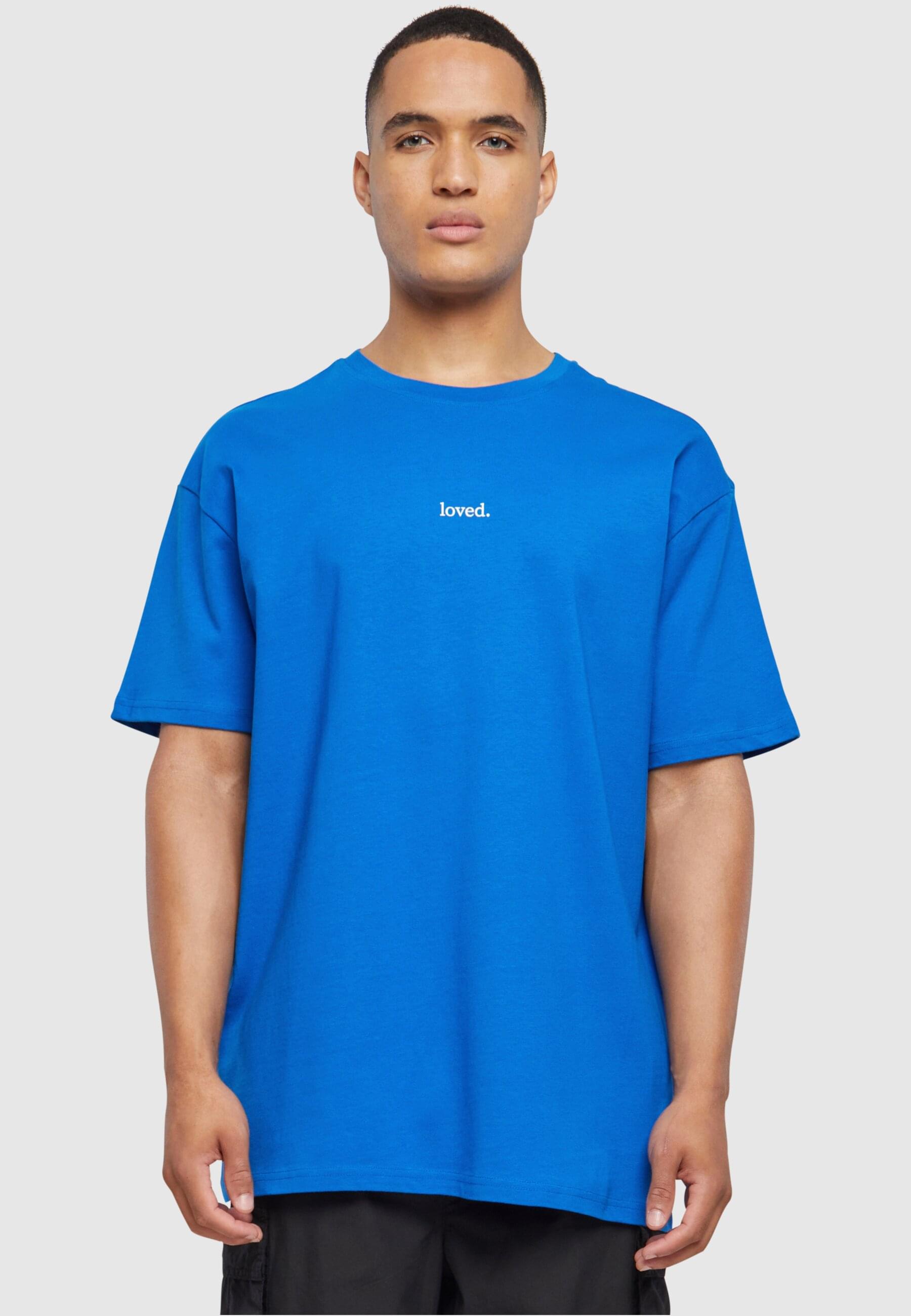 T-Shirt MERCHCODE "Merchcode Herren Love Heavy Oversized Tee", Herren, Gr. XXL, blau (cobaltblau), 100% Baumwolle, bedruckt, Casual, oversize, Rundhals, Shirts Image