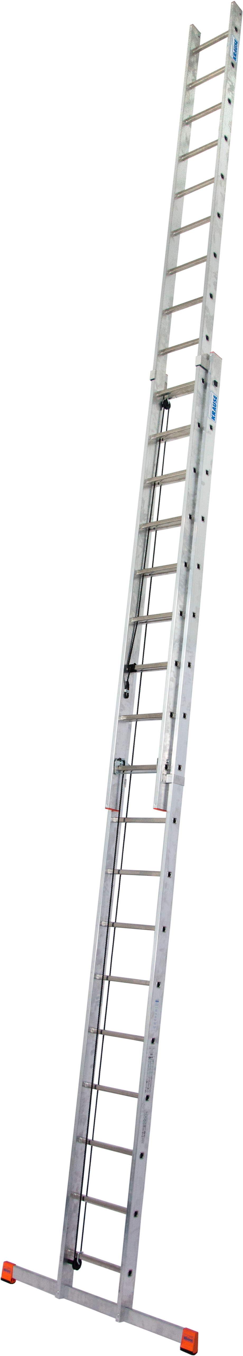 Schiebeleiter KRAUSE "Seilzugleiter Robilo", grau (aluminiumfarben), B:43cm H:16cm L:520cm, Aluminium, Leitern, Alu, 2x18 Sprossen, Arbeitshöhe ca. 980 cm Image