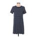 Madewell Casual Dress - Shift Crew Neck Short Sleeve: Blue Stripes Dresses - Women's Size Small