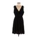 Shein Casual Dress - Party V-Neck Sleeveless: Black Print Dresses - Women's Size 8