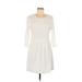 Dolce Vita Casual Dress - A-Line Scoop Neck 3/4 sleeves: White Solid Dresses - Women's Size Medium