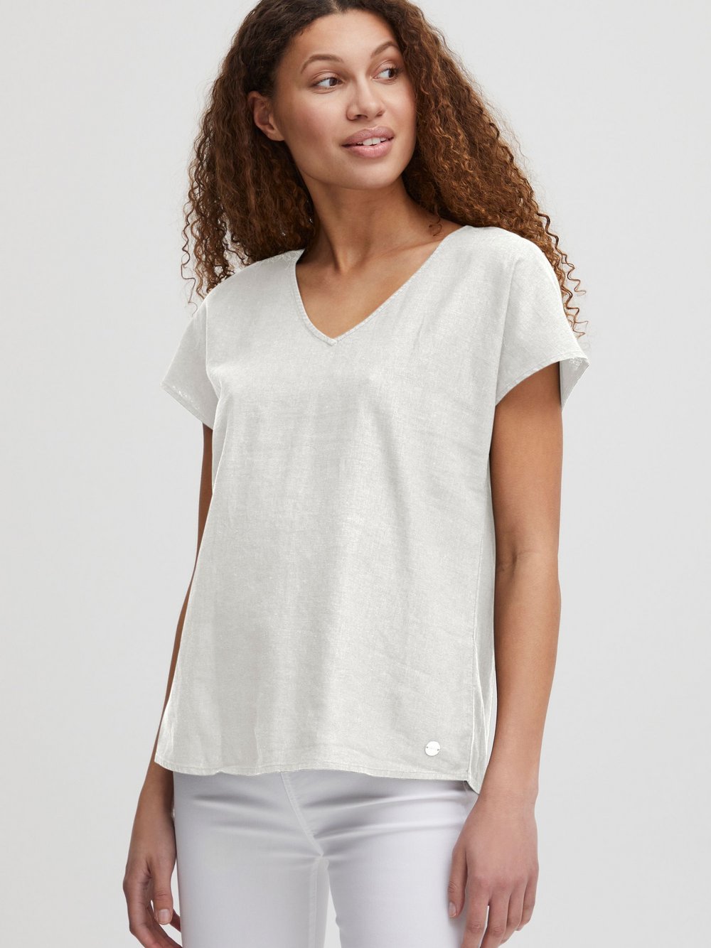 OXMO Kurzarmbluse Damen weiß, 38 Image