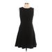 Halogen Casual Dress - A-Line Crew Neck Sleeveless: Black Solid Dresses - Women's Size 10