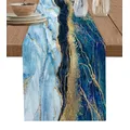 Abstract Blue Marble Linen Table Runners Wedding Party Decoration Luxury Washable Table Runners for