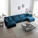 U-shaped Sectional Sofa w/ Reversible Ottoman Chaise, Chenille Upholstered Couch w/ 2 Armrest Pillows & 4 Toss Pillows, Blue