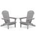 Gray Wooden Outdoor Folding Adirondack Chair(Set of 2)