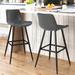 LUE BONA Metal Frame Bar Stools Counter Height Stools with Faux Leather Seat (Set of 2)