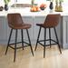 LUE BONA Metal Frame Bar Stools Counter Height Stools with Faux Leather Seat (Set of 2)