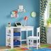 RiverRidge Home Kids Desk and Chair Set with Cubbies, Bookracks and 2 Bonus 10" Floating Bookshelves White