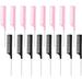 16 Pieces Metal Rat Tail Combs Black Pink Pintail Hair Combs Salon Fiber Back Combs for Women Girls Hair Styling at Home Salon