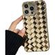 For iPhone Case Cute 3D Weave Plated Design Soft TPU Silicone Camera Screen Protect Bumper for Women Girls Slim Reinforced Shockproof (Shiny Gold iPhone 12 Pro Max)