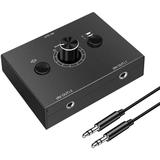 3.5mm Audio Switcher 2 Input 1 Output / 1 Input 2 Output Audio Splitter Switcher Audio Switcher Box One-Key Mute