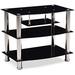 Four Shelve Tempered Glass TV Stand Accommodates TV s Up To 32 Black
