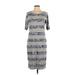 Lularoe Casual Dress - Sheath Scoop Neck Short sleeves: Gray Print Dresses - Women's Size Large