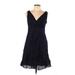 Lands' End Casual Dress - A-Line Plunge Sleeveless: Blue Print Dresses - Women's Size 10