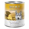 24 x 800g Adult The Taste of the Savanna - Turkey, Beef, Goat Wolf of Wilderness Wet Dog Food