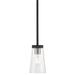 Cityview 1 Light Black Mini Pendant with Brushed Nickel Accents