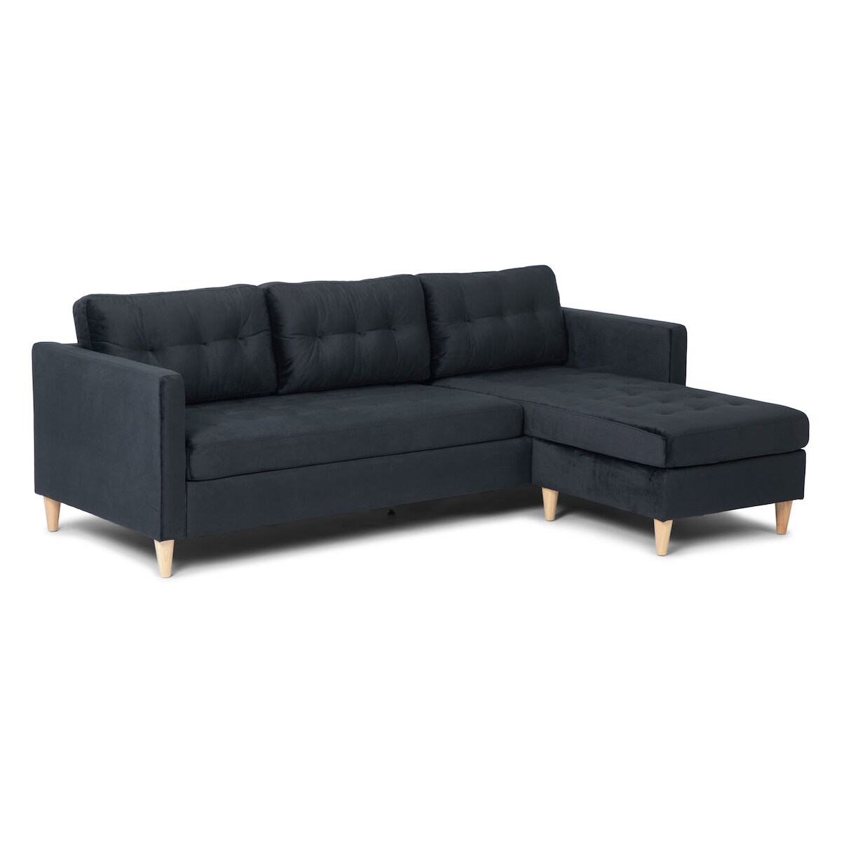 Marino Sofa BA4, Chaiselongue rechts oder links gewendet in Velour schwarz. Image
