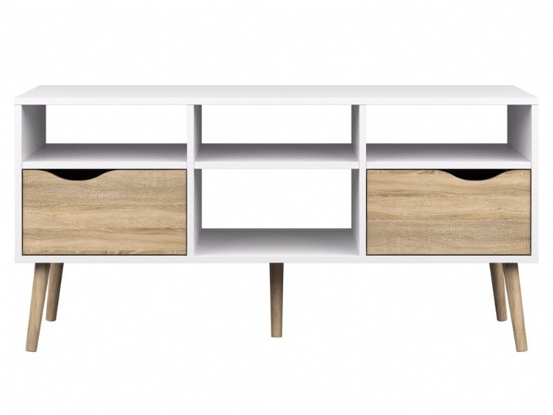 Ebuy24 Napoli TV-Möbel mit 2 Schubladen und 4 Ablagen weiss/Eiche. Image