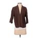 St. John Sport Wool Cardigan Sweater: Brown Color Block Sweaters & Sweatshirts - Women's Size P