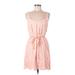 Black Swan Casual Dress - A-Line Scoop Neck Sleeveless: Pink Print Dresses - Women's Size Medium