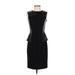 Calvin Klein Casual Dress - Party High Neck Sleeveless: Black Print Dresses - Women's Size 2