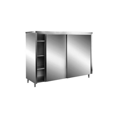 Saro Edelstahl-Lagerschrank mit Schiebetüren AISI 304, Flachdach, Breite 2000mm, Tiefe 700mm Image