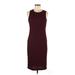 Nine West Casual Dress - Sheath Crew Neck Sleeveless: Burgundy Print Dresses - New - Women's Size Medium