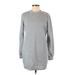 Shein Casual Dress - Mini High Neck Long sleeves: Gray Marled Dresses - Women's Size 6