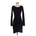 Leith Cocktail Dress - Sheath Scoop Neck Long sleeves: Black Solid Dresses - Women's Size Small