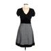 BCBGMAXAZRIA Casual Dress - Mini V-Neck Short sleeves: Black Dresses - Women's Size 4