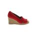 G.H. Bass & Co. Wedges: Red Print Shoes - Women's Size 6 1/2 - Open Toe
