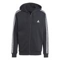 Adidas Herren Essentials Fleece 3-Streifen Full Zip Trainingsjacke mit Kapuze, Schwarz, S