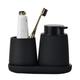 UMLACA Black Bathroom Accessories Set 3 pcs - Ceramic Foaming Bathroom Soap Dispenser Set Farmhouse Black Bathroom Decor, Foam Soap Dispenser and Toothbrush Holder/Tumbler Cup, Tray