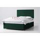 PLUSH VELVET DIVAN BED WITH MEMORY ORTHOPAEDIC MATTRESS AND PLAIN HEADBOARD (GREEN, 5FT 2 DRAWERS FOOT END)