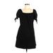 Universal Thread Casual Dress - Mini Square Short sleeves: Black Print Dresses - Women's Size Medium