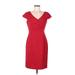 Ellen Tracy Casual Dress - Sheath V-Neck Short sleeves: Red Print Dresses - Women's Size 6