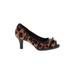 Nurture Heels: Slip-on Stilleto Cocktail Party Brown Leopard Print Shoes - Women's Size 7 - Peep Toe