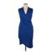 Nicole Miller Casual Dress - Wrap Plunge Sleeveless: Blue Print Dresses - Women's Size 0X