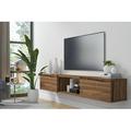 Ebern Designs Sculley 71" Floating TV Stand Up to 80" TV's Wall Mounted Media Console Wood in Brown | Wayfair 18AAC24197DF430A96B80B98812C0A3C