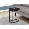 Ebern Designs Accent Table, C-shaped, End, Side, Snack, Living Room, Bedroom, Metal Marble Look Wood in Black | 24.5 H x 16 W x 10.25 D in | Wayfair