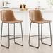 17 Stories Sessimore Barstools Faux Leather Counter Height Chairs w/ Back & Footrest Upholstered//Faux leather in Brown | Wayfair